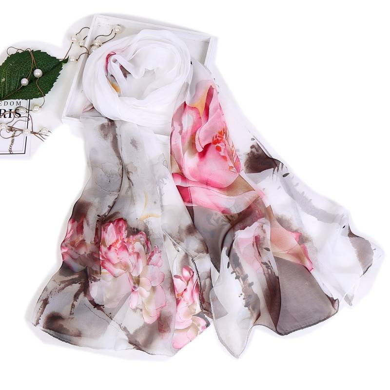Women's Floral Printed Silk Scarf