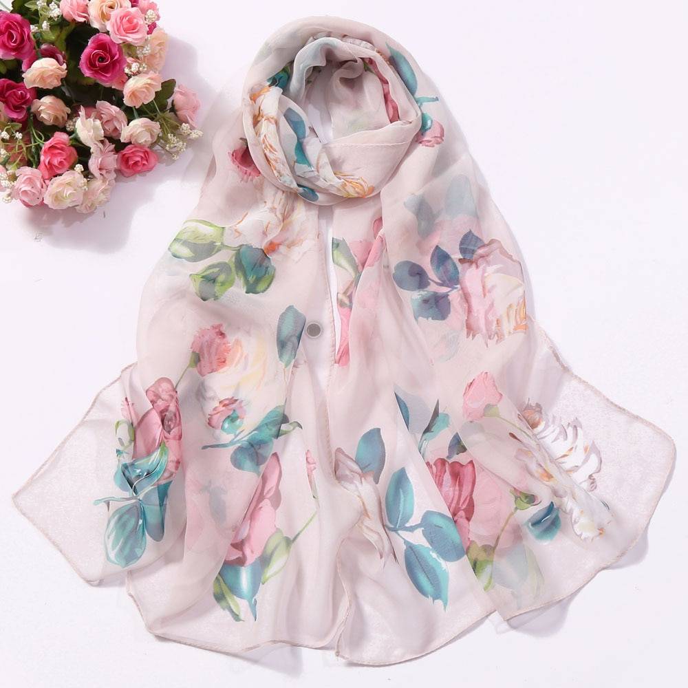 Women's Floral Printed Silk Scarf