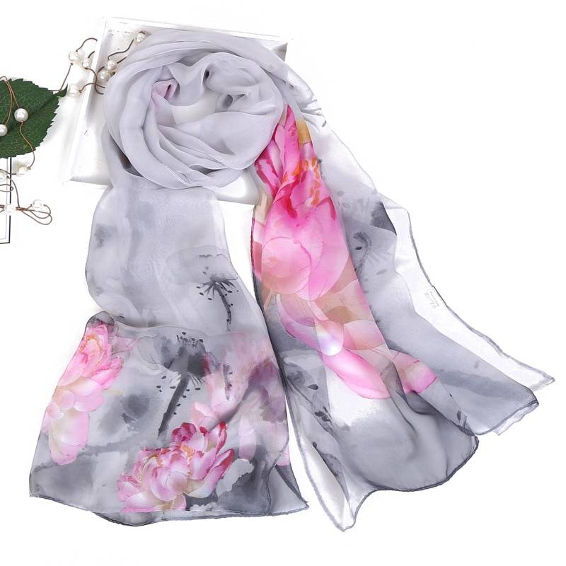 Women's Floral Printed Silk Scarf