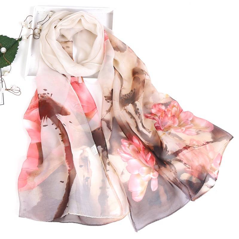 Women's Floral Printed Silk Scarf