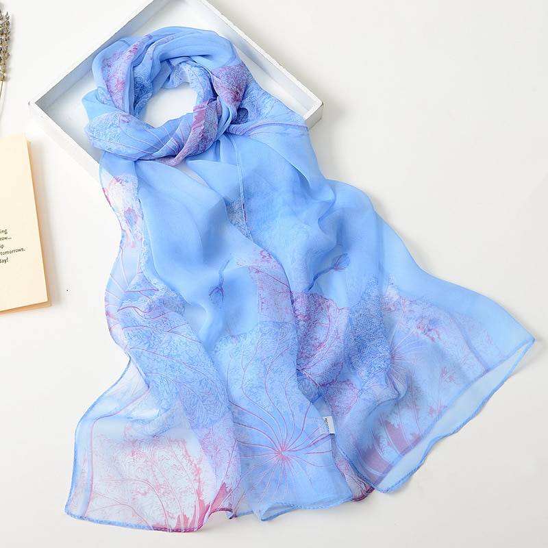 Women's Floral Printed Silk Scarf