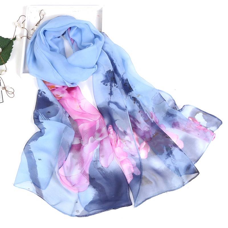 Women's Floral Printed Silk Scarf
