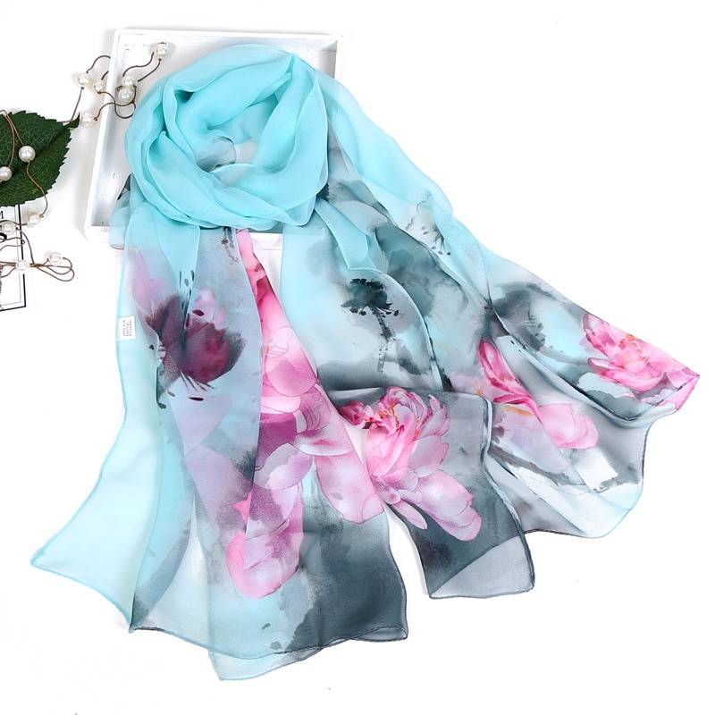 Women's Floral Printed Silk Scarf
