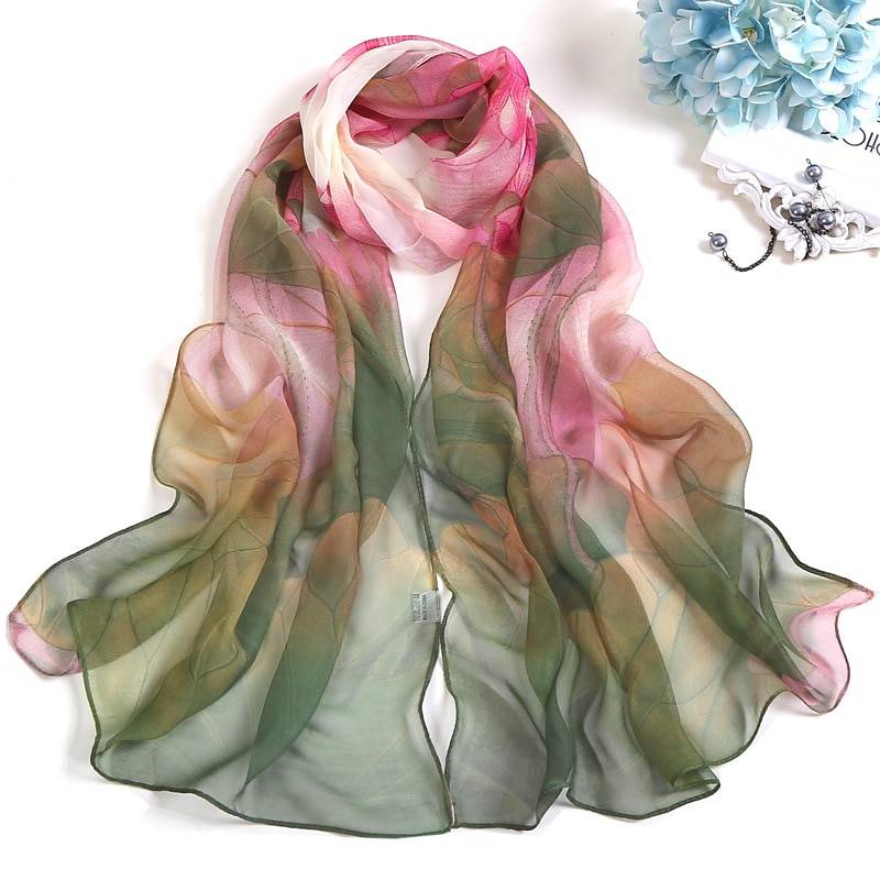 Women's Floral Printed Silk Scarf