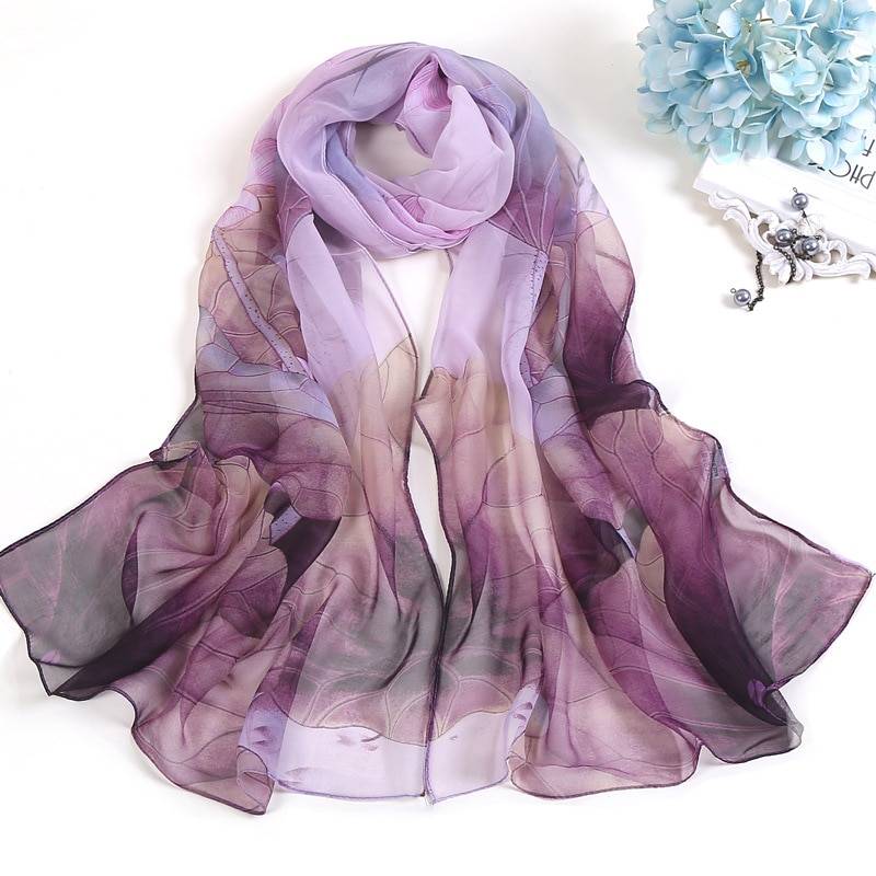 Women's Floral Printed Silk Scarf
