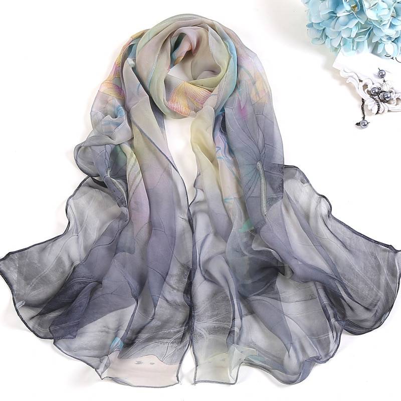 Women's Floral Printed Silk Scarf