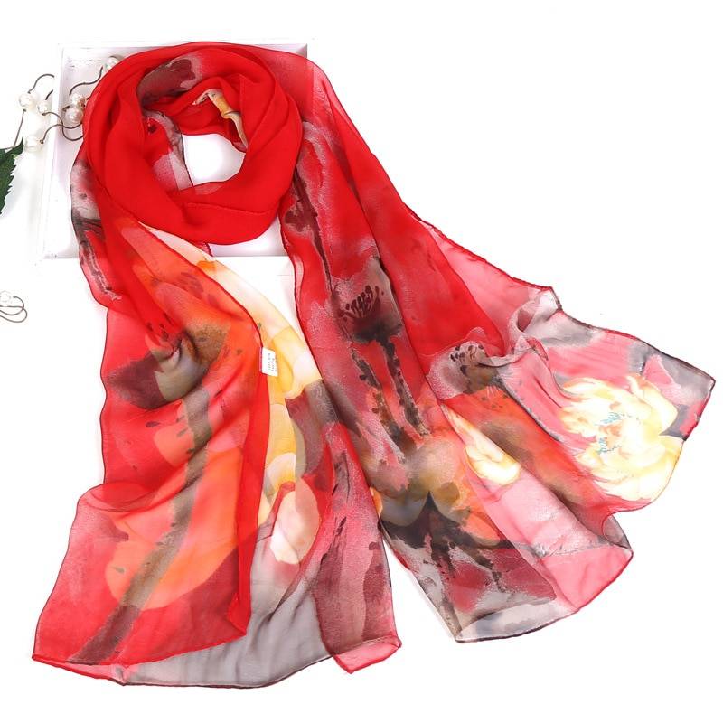 Women's Floral Printed Silk Scarf