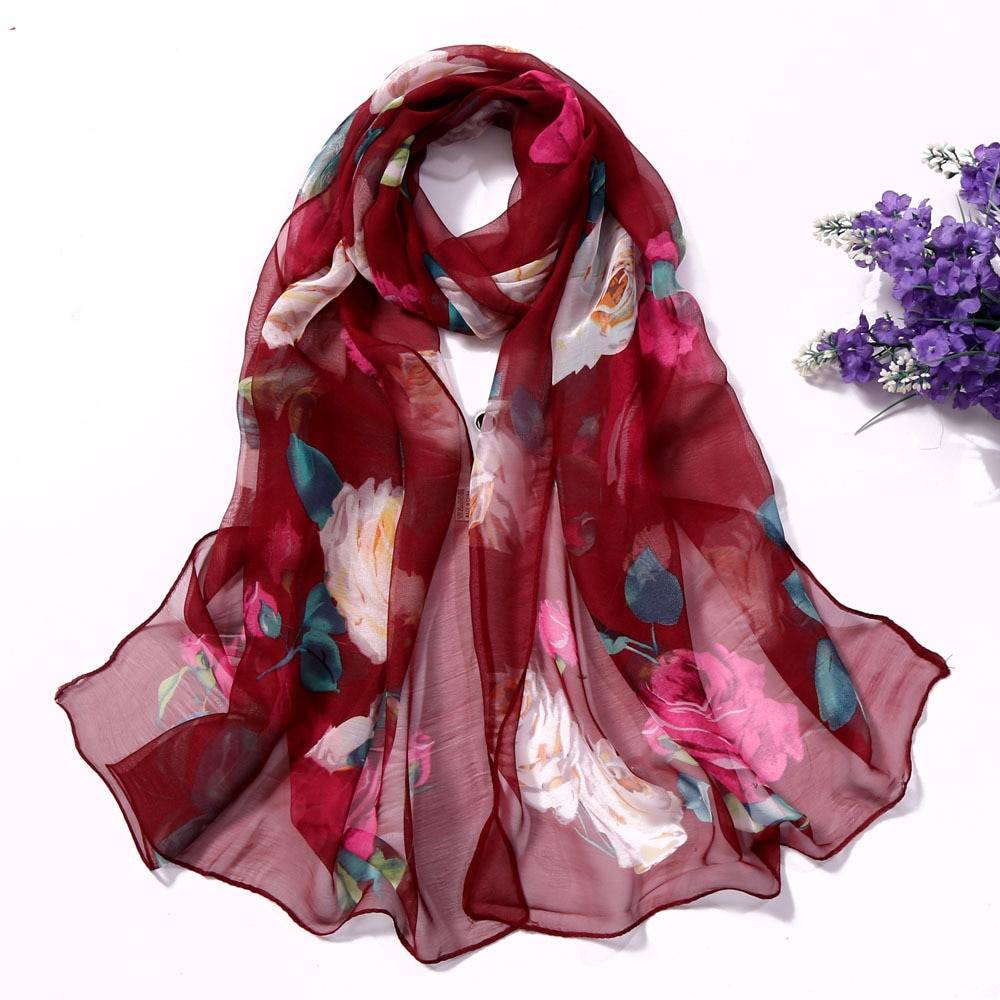 Women's Floral Printed Silk Scarf