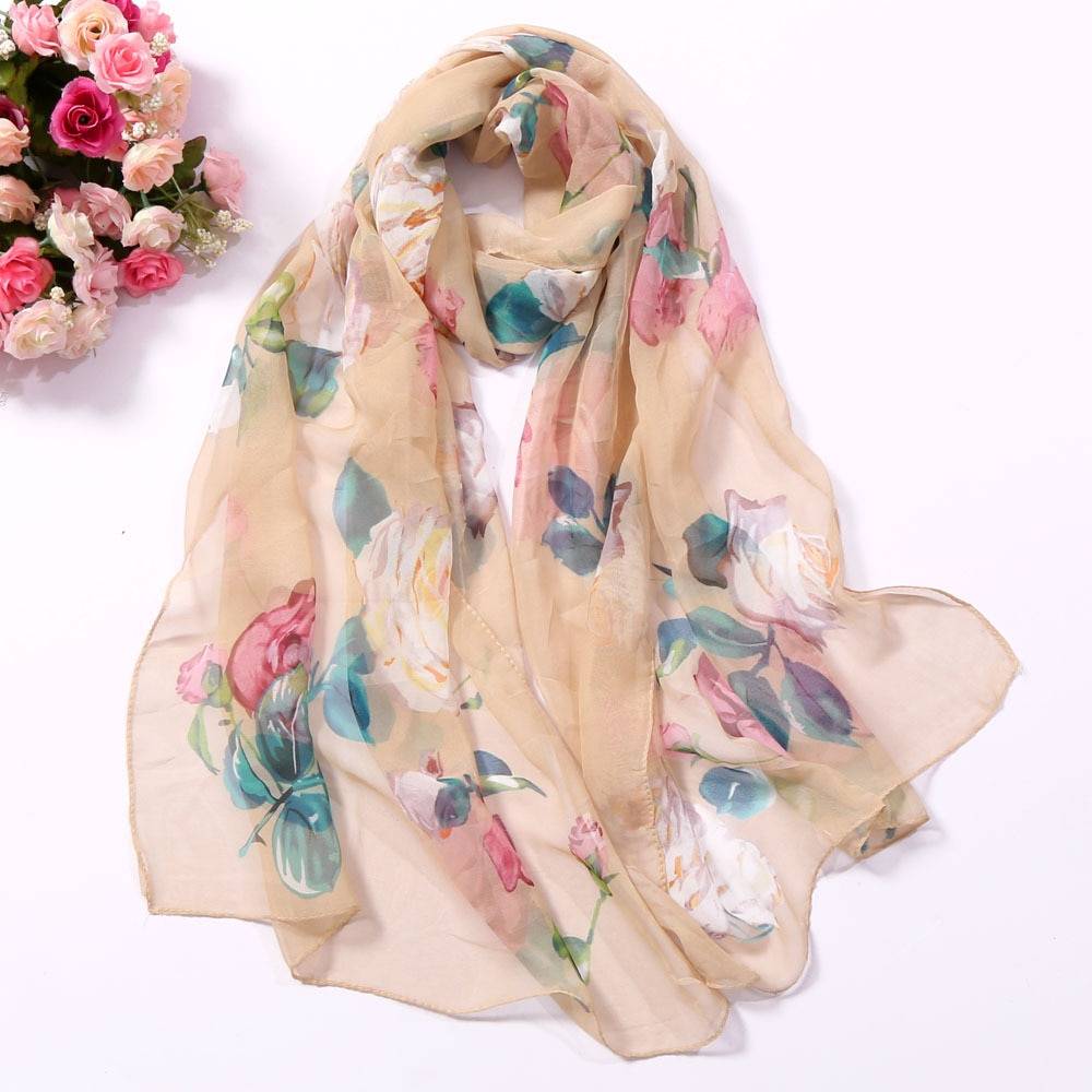 Women's Floral Printed Silk Scarf