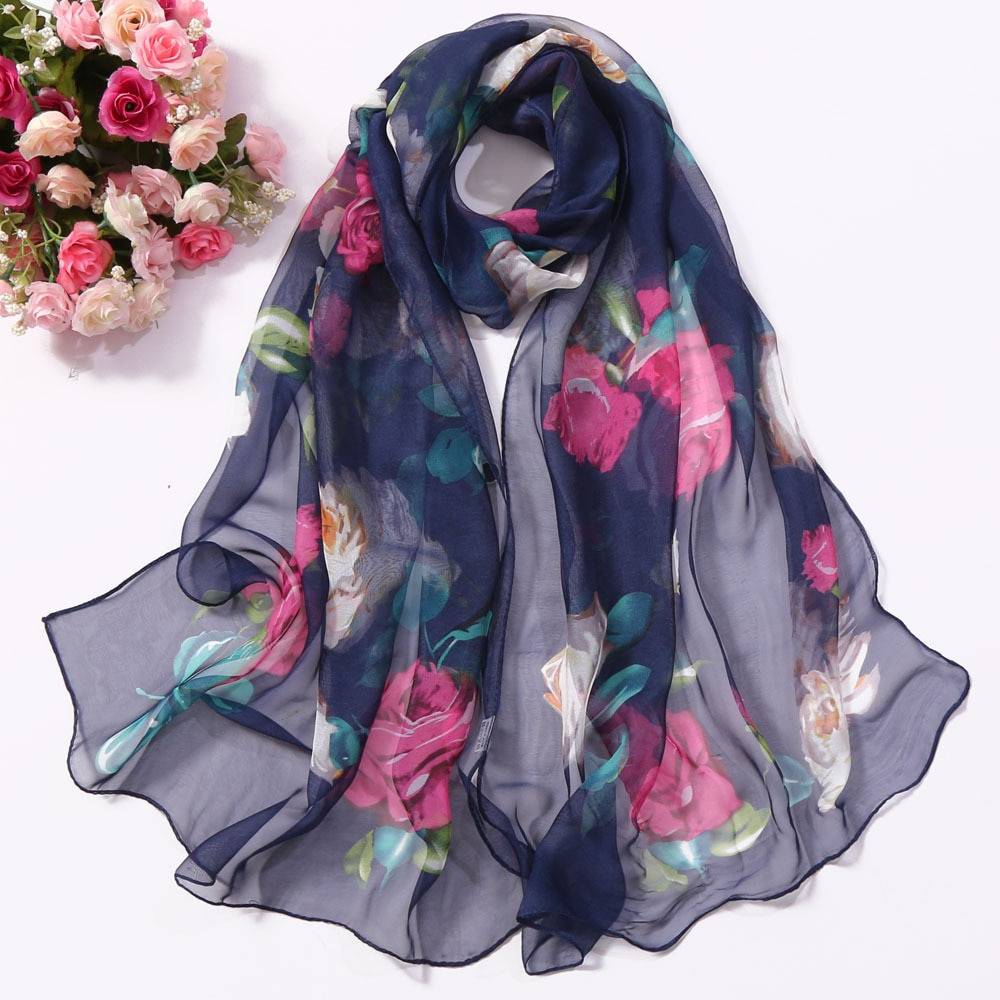 Women's Floral Printed Silk Scarf