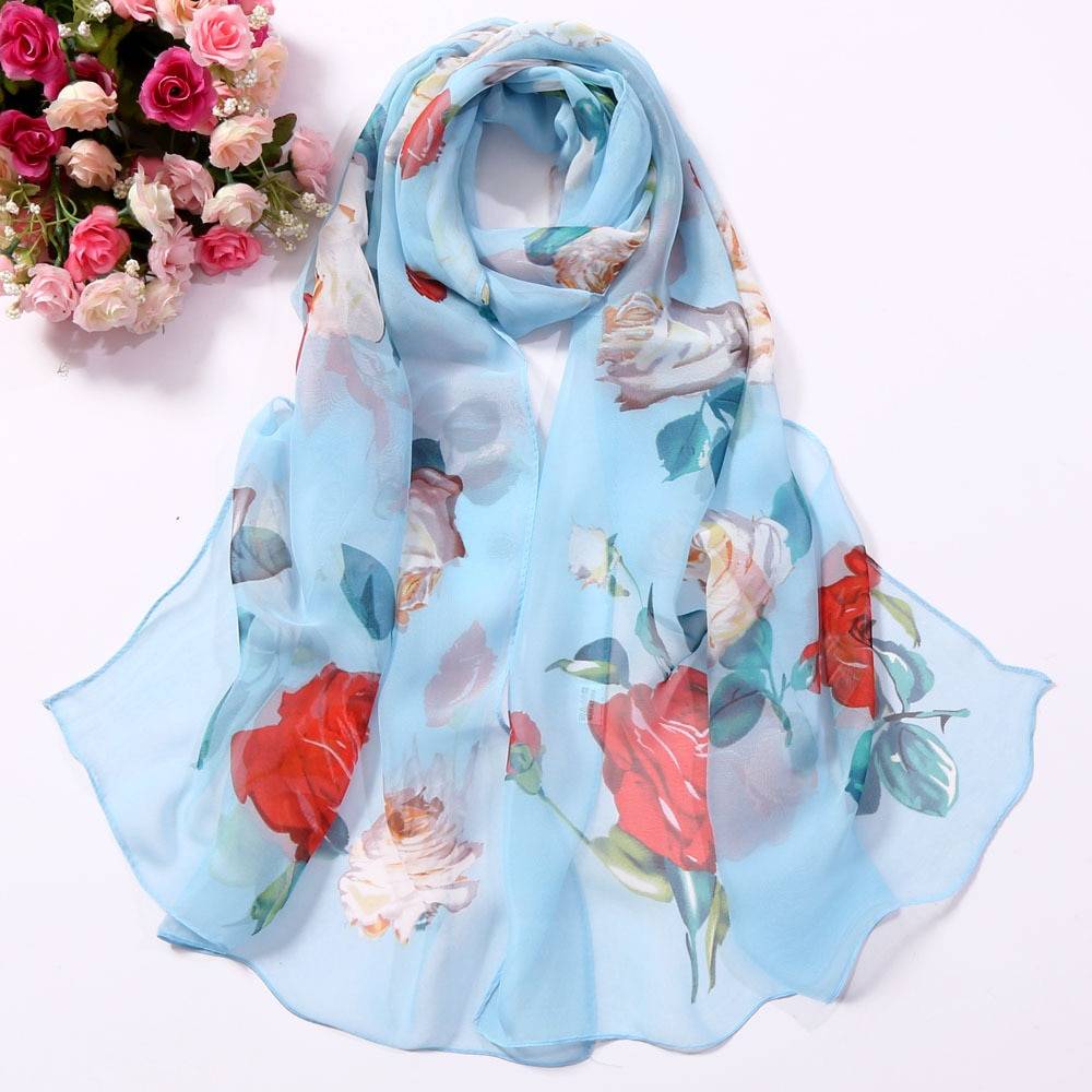Women's Floral Printed Silk Scarf