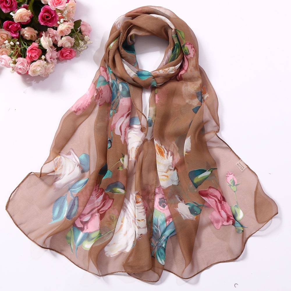 Women's Floral Printed Silk Scarf