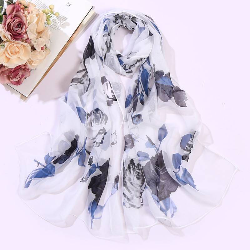 Women's Floral Printed Silk Scarf Women's Floral Printed Silk Scarf