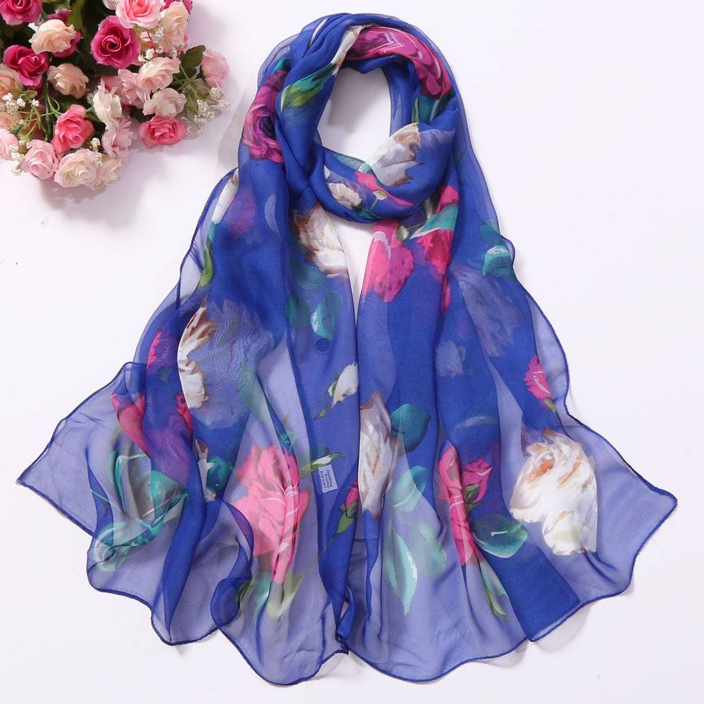 Women's Floral Printed Silk Scarf