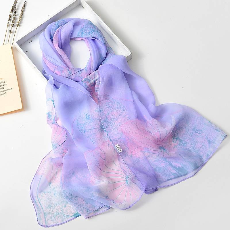 Women's Floral Printed Silk Scarf