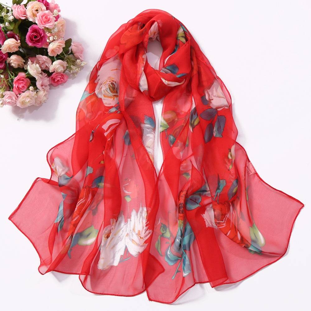 Women's Floral Printed Silk Scarf