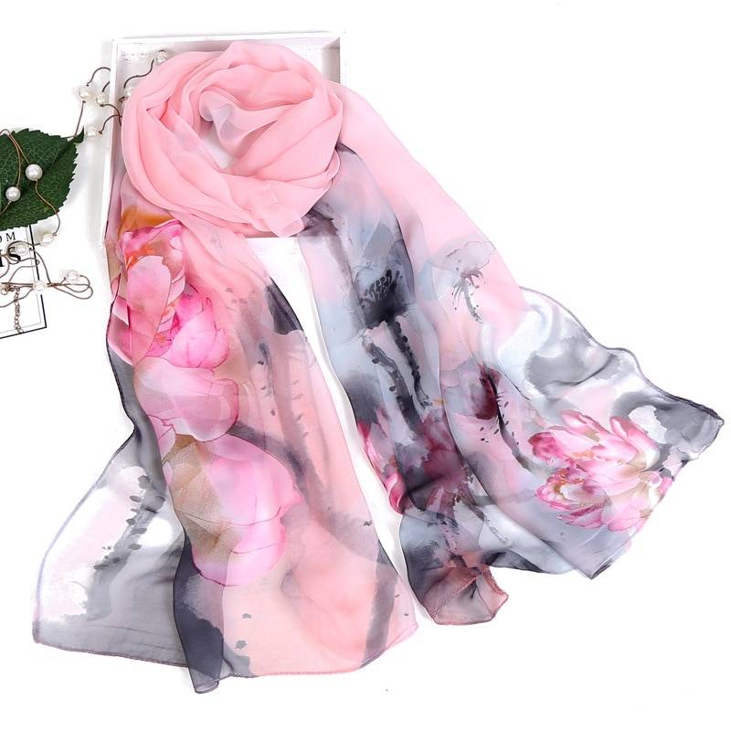 Women's Floral Printed Silk Scarf