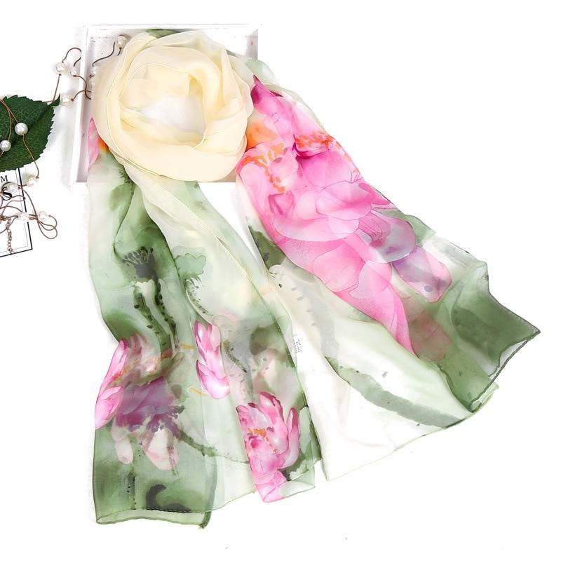 Women's Floral Printed Silk Scarf