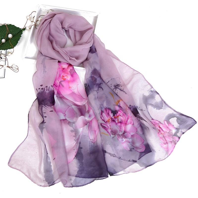 Women's Floral Printed Silk Scarf