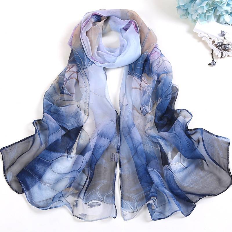 Women's Floral Printed Silk Scarf