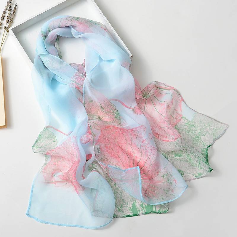 Women's Floral Printed Silk Scarf