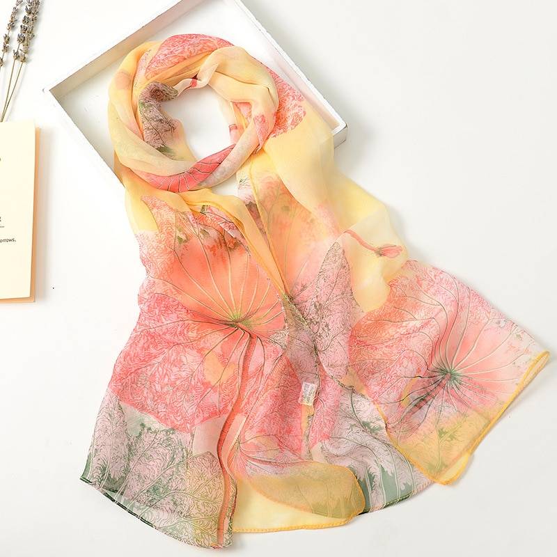 Women's Floral Printed Silk Scarf