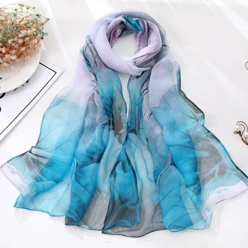 Women's Floral Printed Silk Scarf